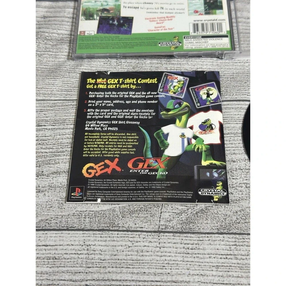 Gex PlayStation 1 PS1 Original Black Label Gex 1 Complete Tested CIB